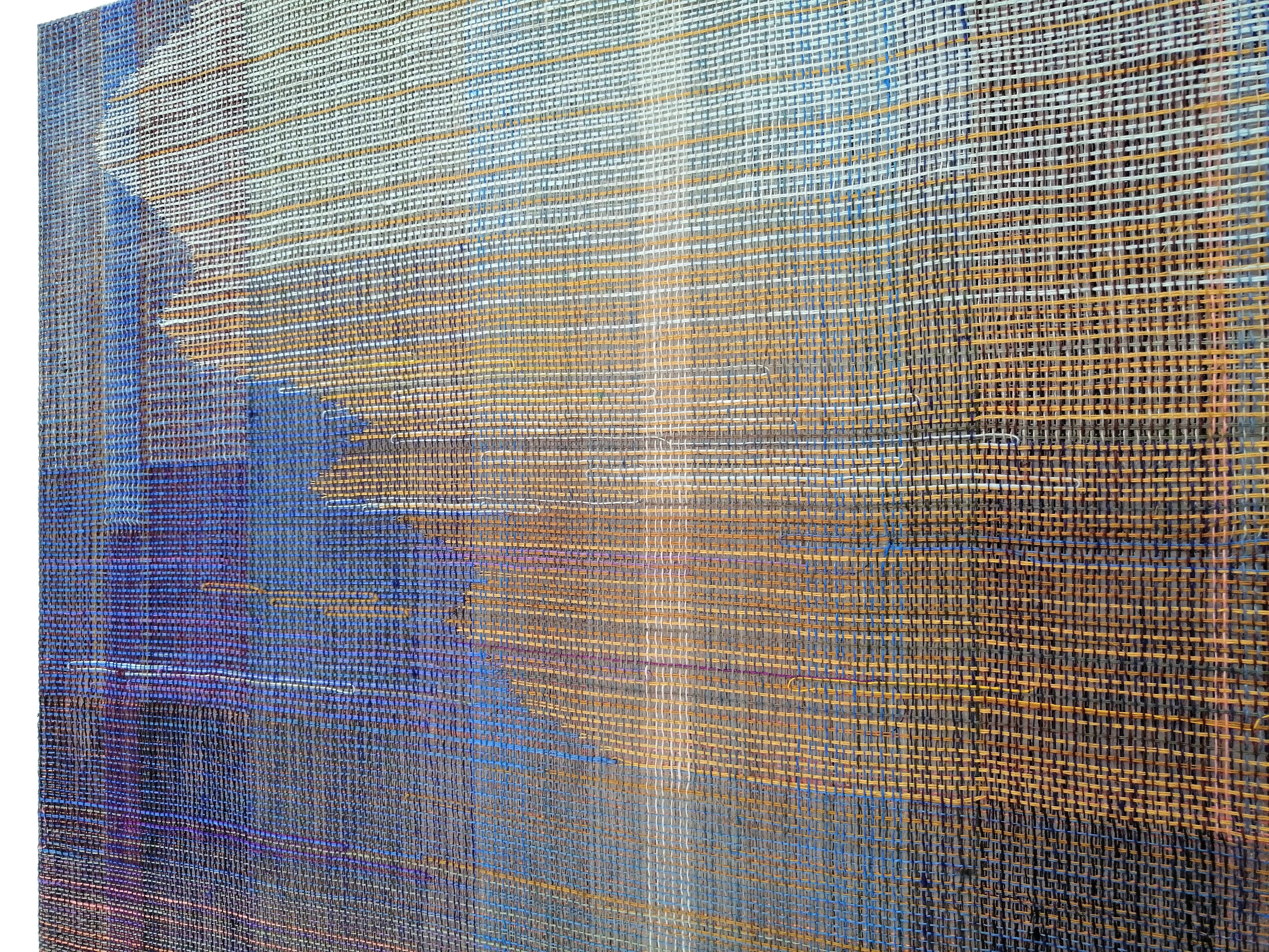 Meadow - Paysage abstrait, œuvre d'art contemporaine tissée et peinte - Contemporain Painting par Marta Pokojowczyk