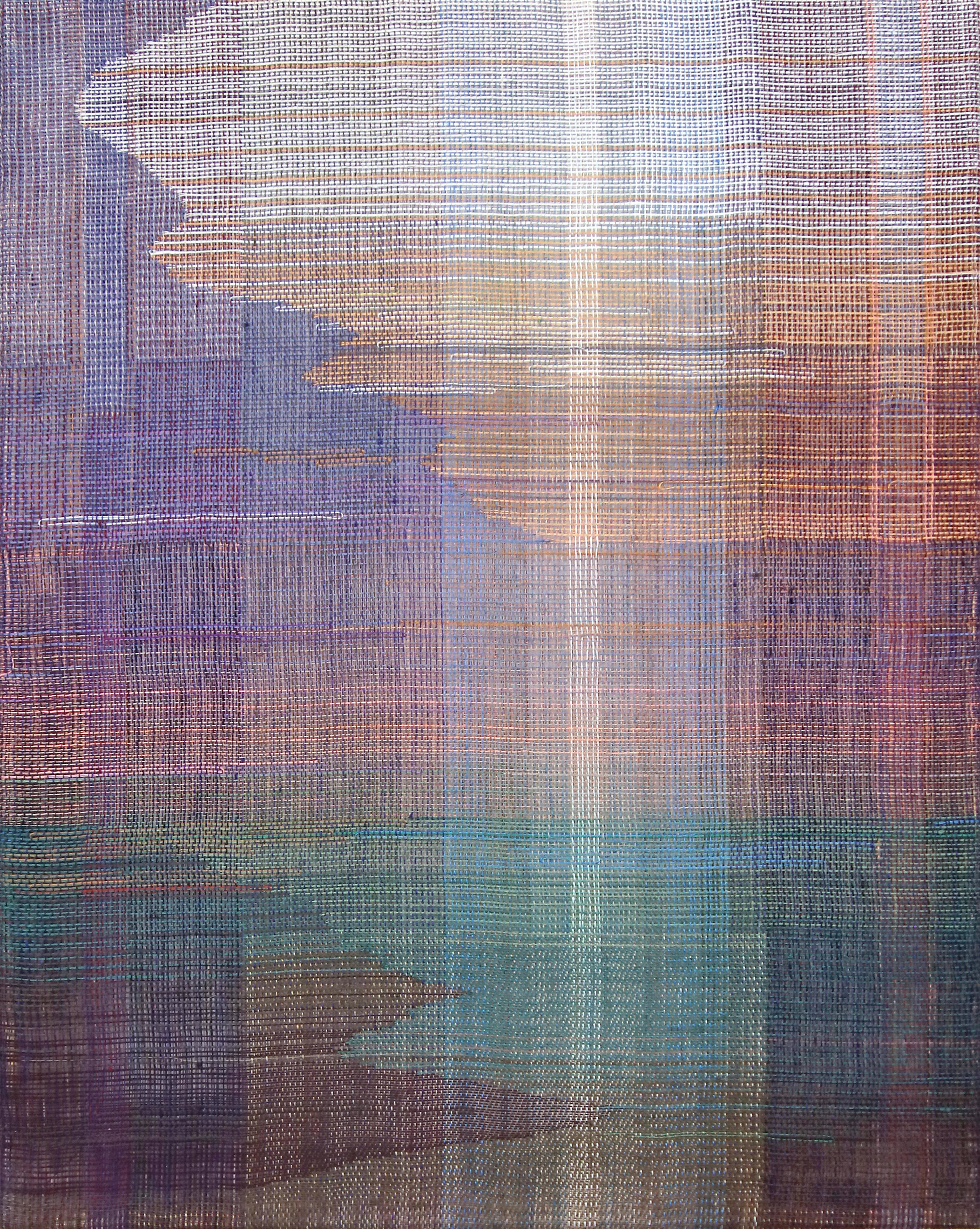 Meadow - Abstract Landscape, Contemporary Woven and Painted Artwork