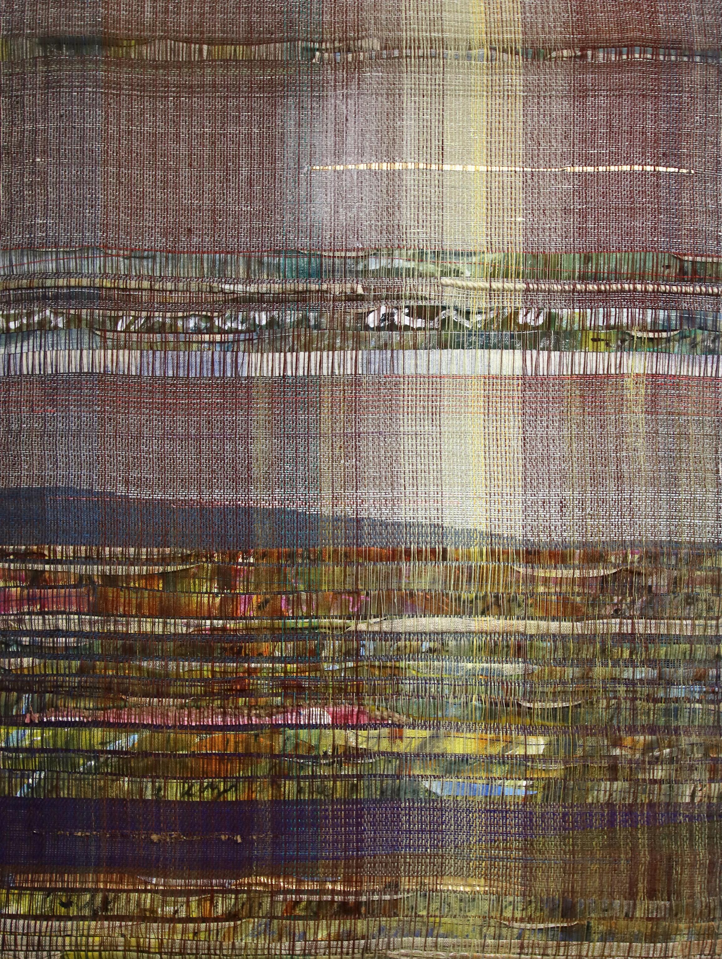 Marta Pokojowczyk Abstract Painting - Mirror of the Clear Water - Contemporary Woven and Painted Abstract Artwork