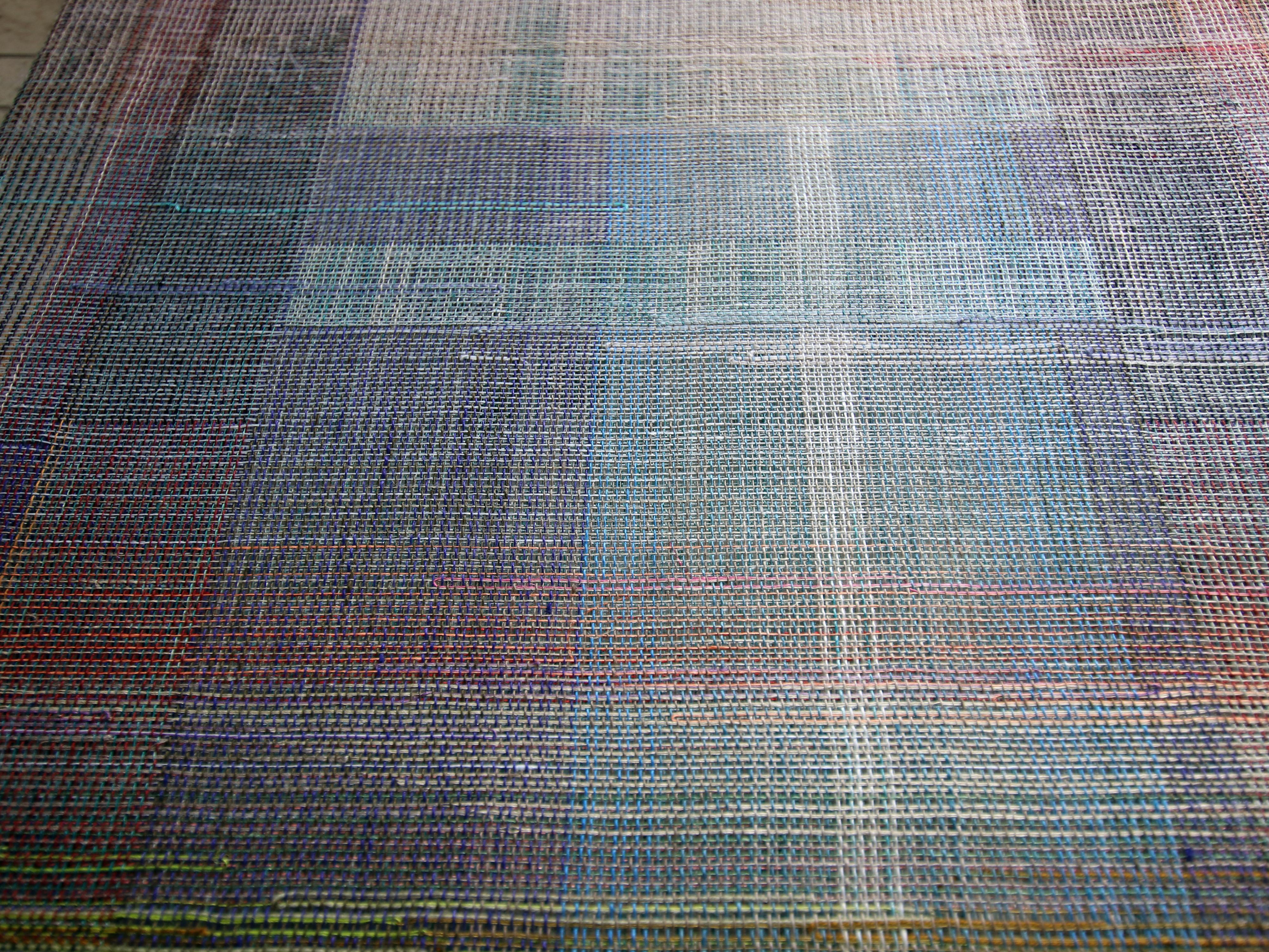 Senses - Paysage abstrait, œuvre d'art contemporaine tissée et peinte - Gris Landscape Painting par Marta Pokojowczyk