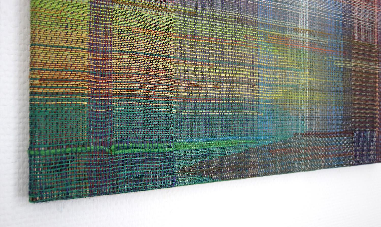 Senses - Paysage abstrait, œuvre d'art contemporaine tissée et peinte en vente 1