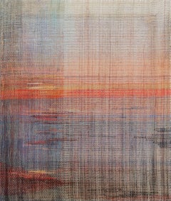 Sunset - Handwoven  Abstract Landscape, Contemporary Woven and Painted Artwork