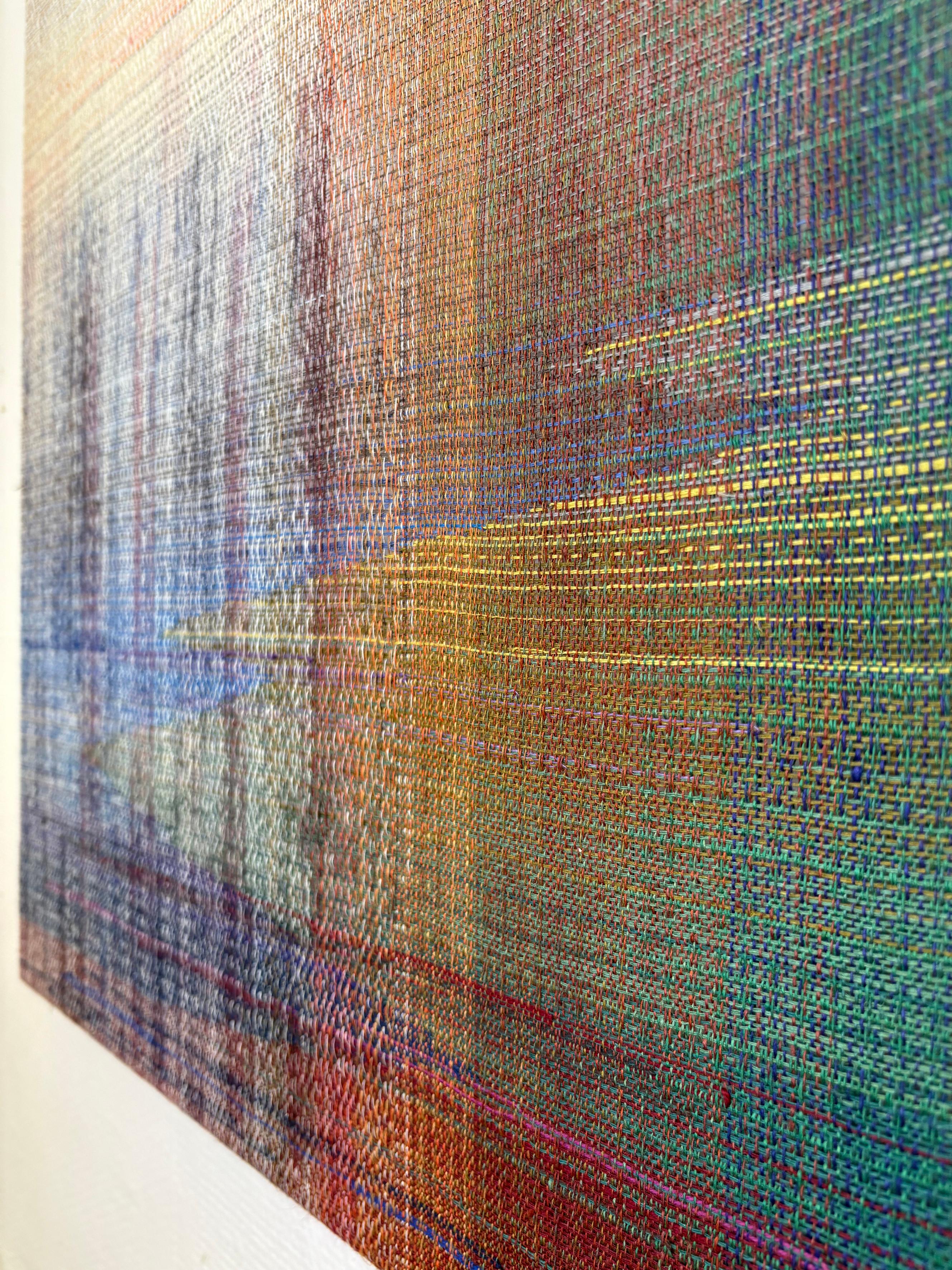 The Heat – Handgewebt  Abstrakte Landschaft, Zeitgenössische gewebte und gemalte Kunstwerke (Grau), Landscape Painting, von Marta Pokojowczyk
