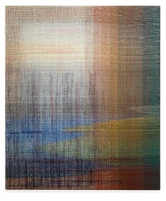 El calor - Tejido a mano  Paisaje Abstracto, Obra de Arte Contemporánea Tejida y Pintada