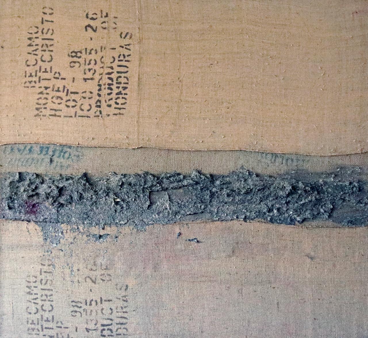 Figurative Painting di Marta Pokojowczyk - THE WAY 5 - Pittura a tecnica mista su tela di iuta,  Opera d'arte astratta, grande formato