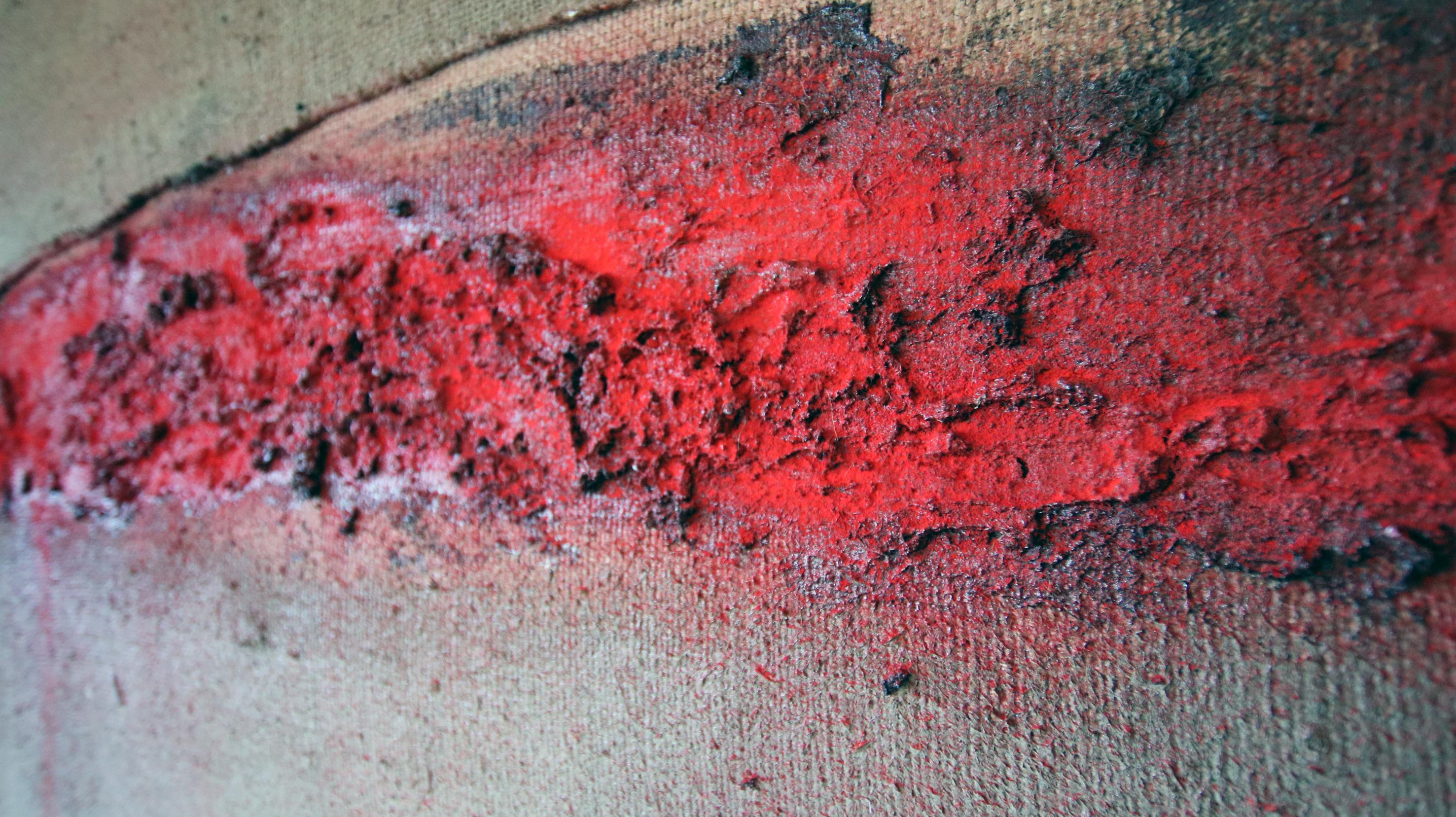 THE WAY 6 - Pittura a tecnica mista su tela di iuta,  Opera d'arte astratta, grande formato - Painting Contemporaneo di Marta Pokojowczyk