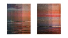 The Weight of Warmth + Roots 2 - Diptych, Woven and Painted Abstract Artwork