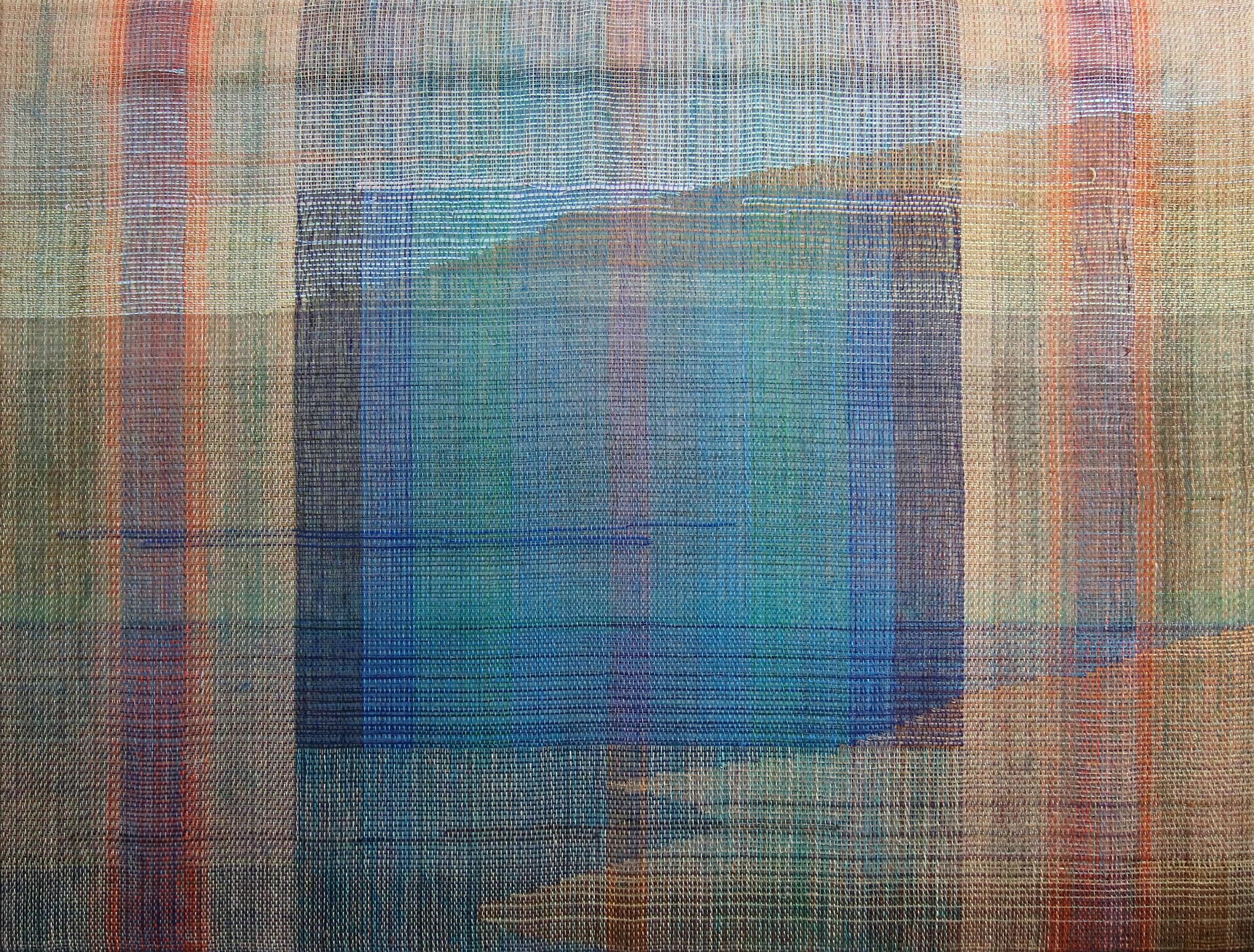 Marta Pokojowczyk Abstract Painting - Timeless -   Handwoven Landscape Painting, Modern Painted and Woven Artwork