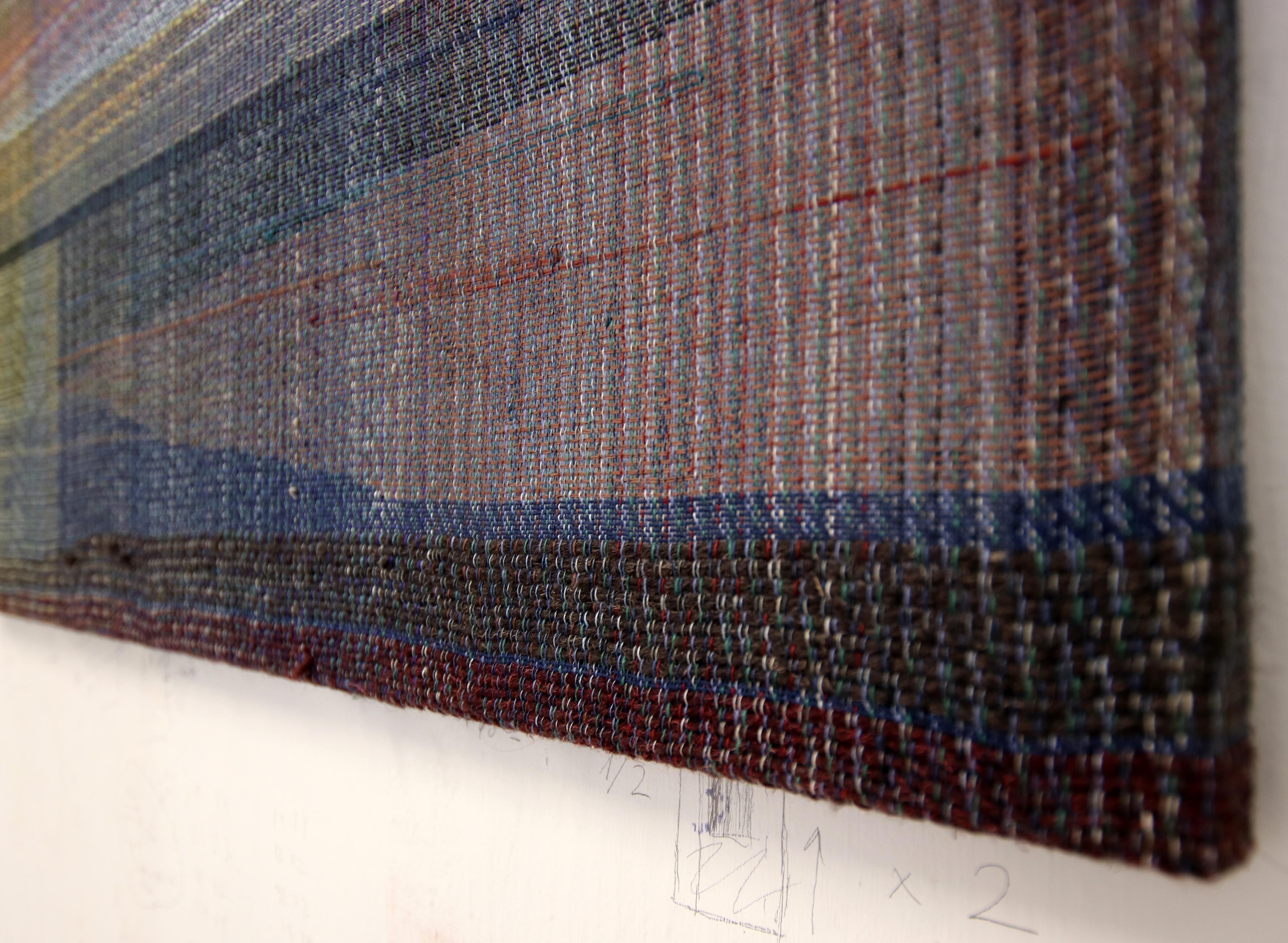 Untitled 1 - Handwoven Landscape Painting, Wowen and Painted Artwork For Sale 1