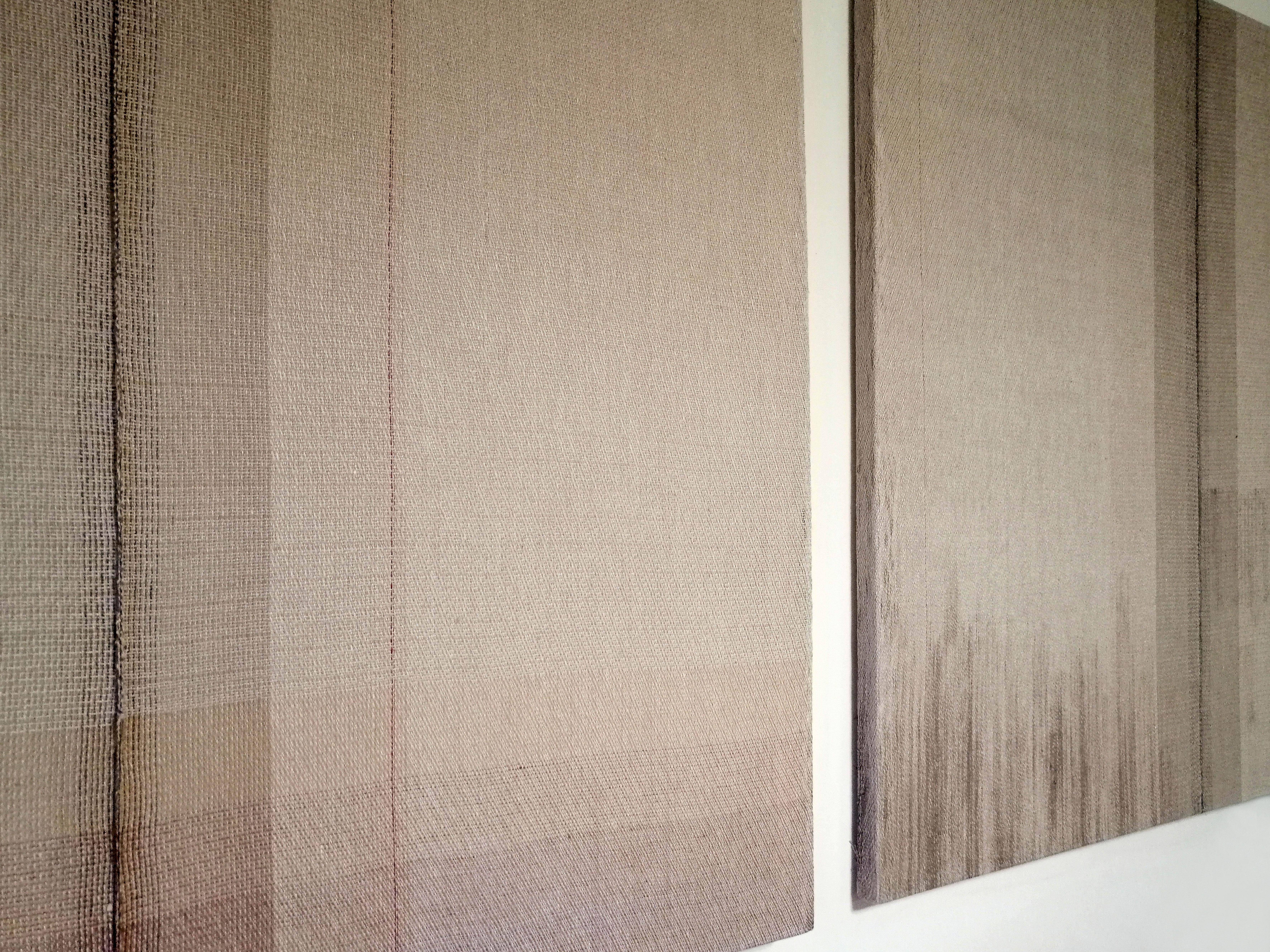 Untitled Diptych - Handwoven Painting,  Linen, Hemp Textile Artwork, Wall Object For Sale 2