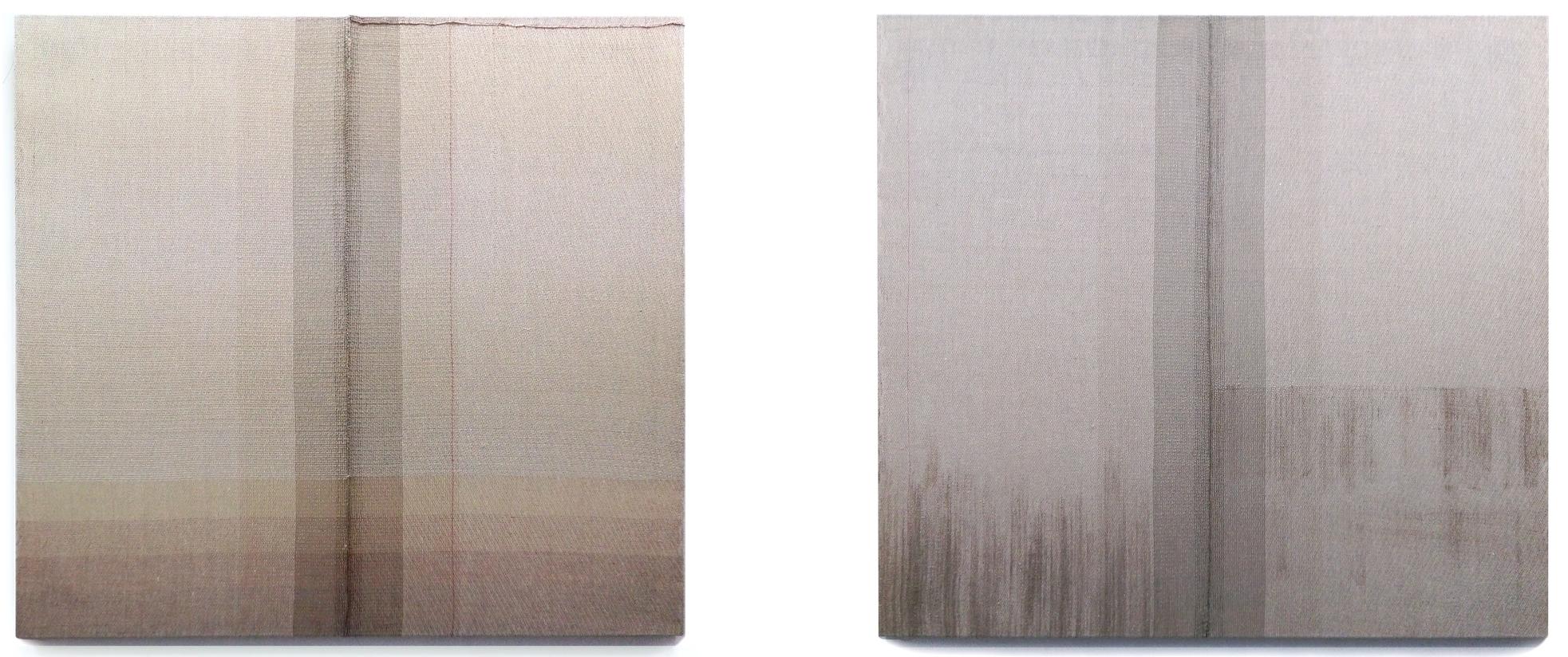 Untitled Diptych - Handwoven Painting,  Linen, Hemp Textile Artwork, Wall Object - Mixed Media Art by Marta Pokojowczyk