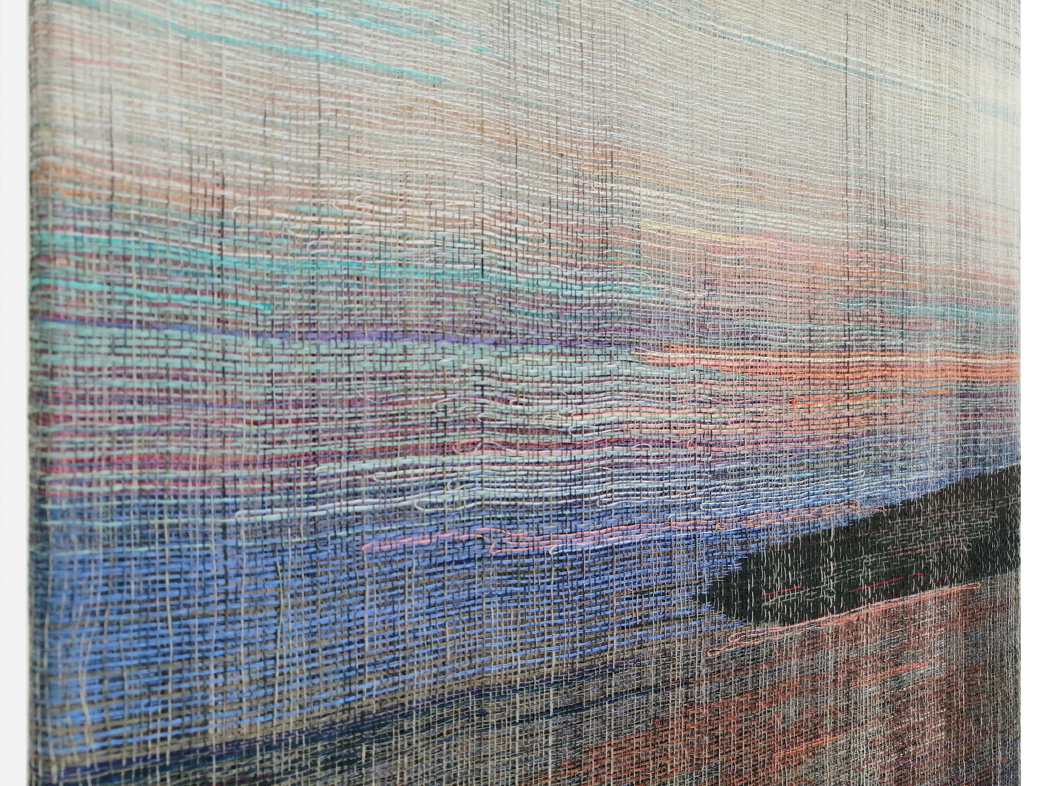Wolin - Abstract Landscape, Contemporary Woven and Painted Artwork - Painting by Marta Pokojowczyk