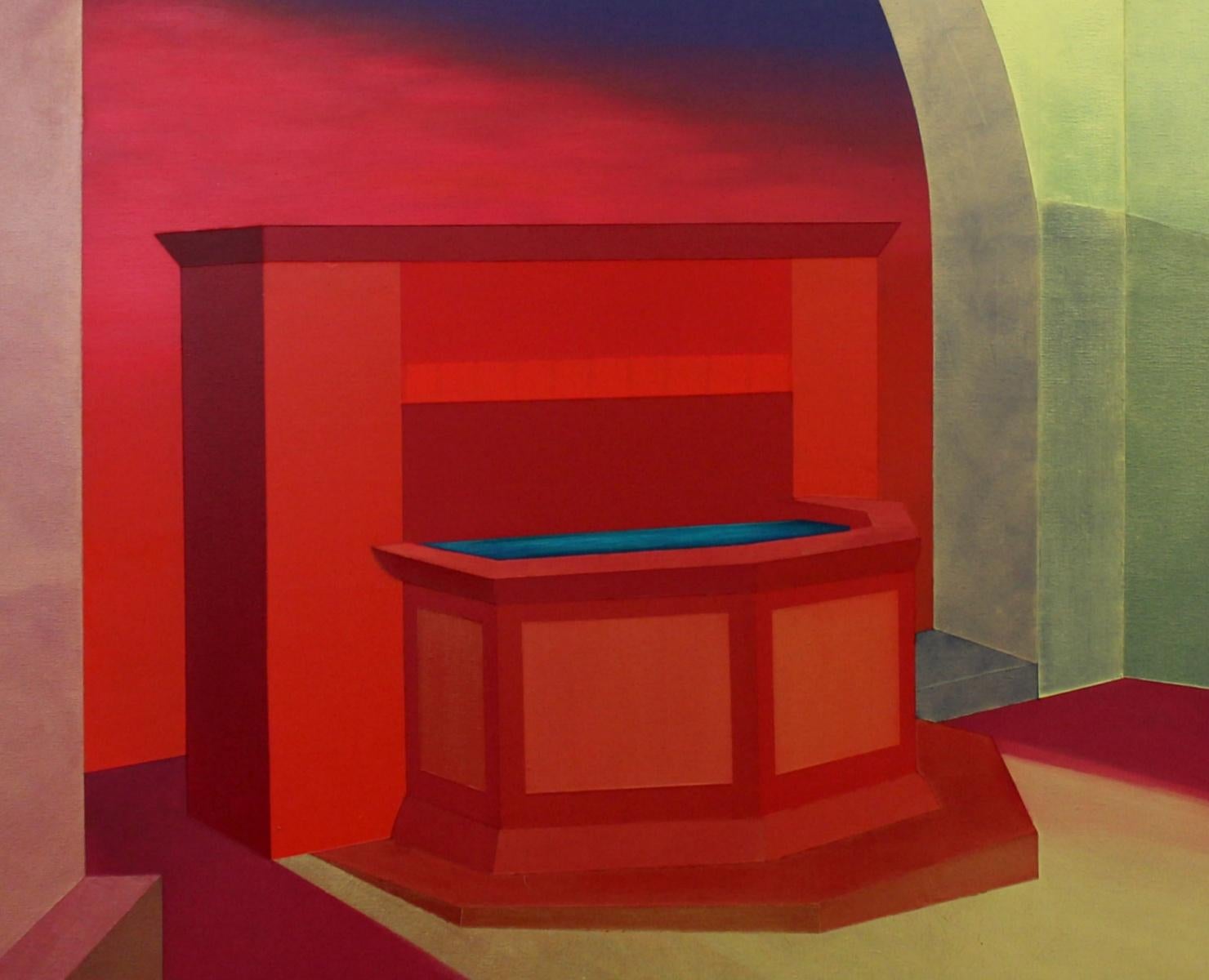 Una fonte - XXI secolo, Pittura Acrilica Contemporanea di Architettura, Colorata - Painting di Marta Rynkiewicz