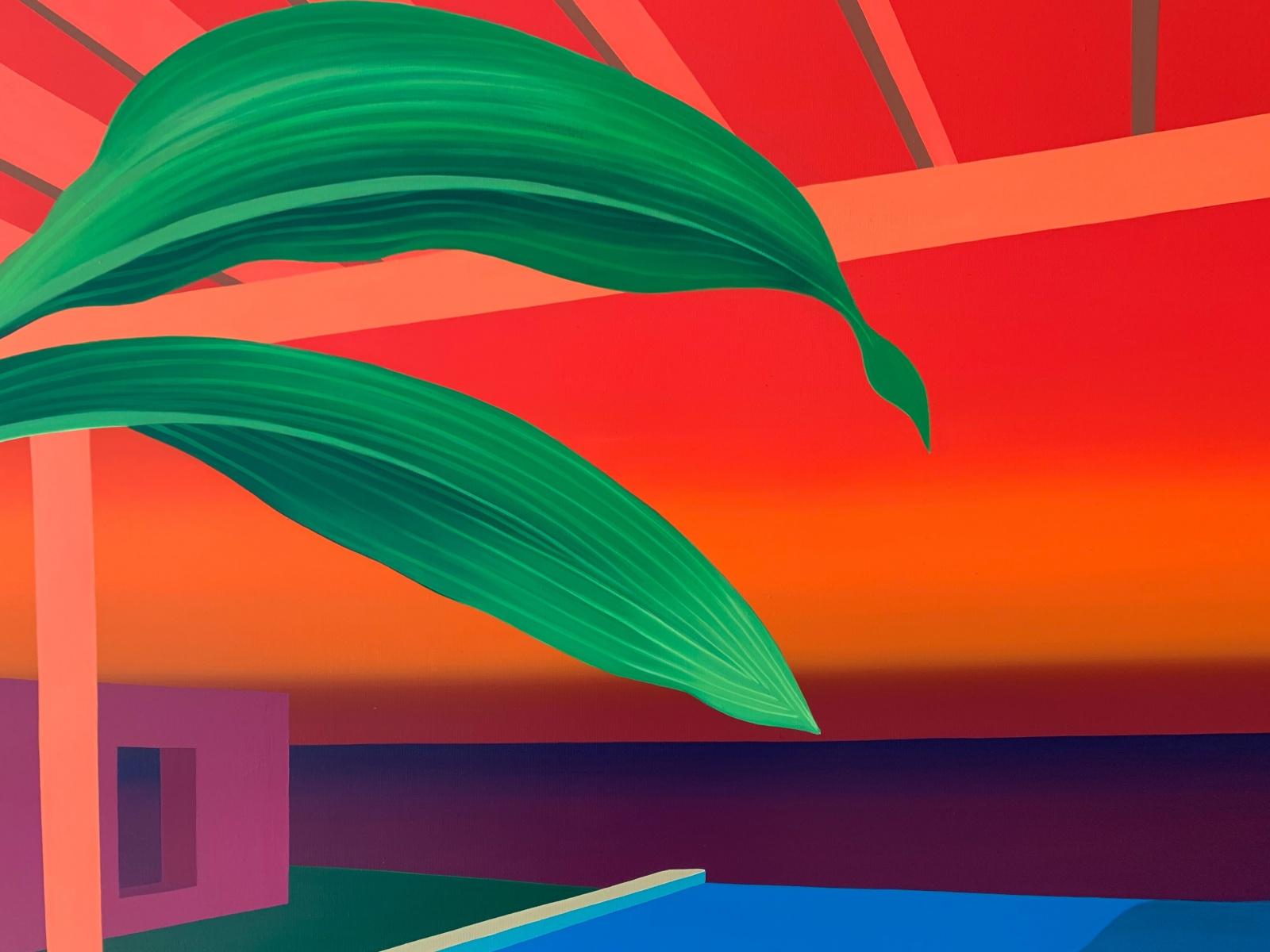 Ein Abend. Acrylmalerei, Pop-Art, lebhafte Farben, polnischer Künstler (Surrealismus), Painting, von Marta Rynkiewicz