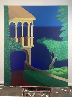 At the destination - Contemporary Acrylic Painting, Vibrant colors, Landscape