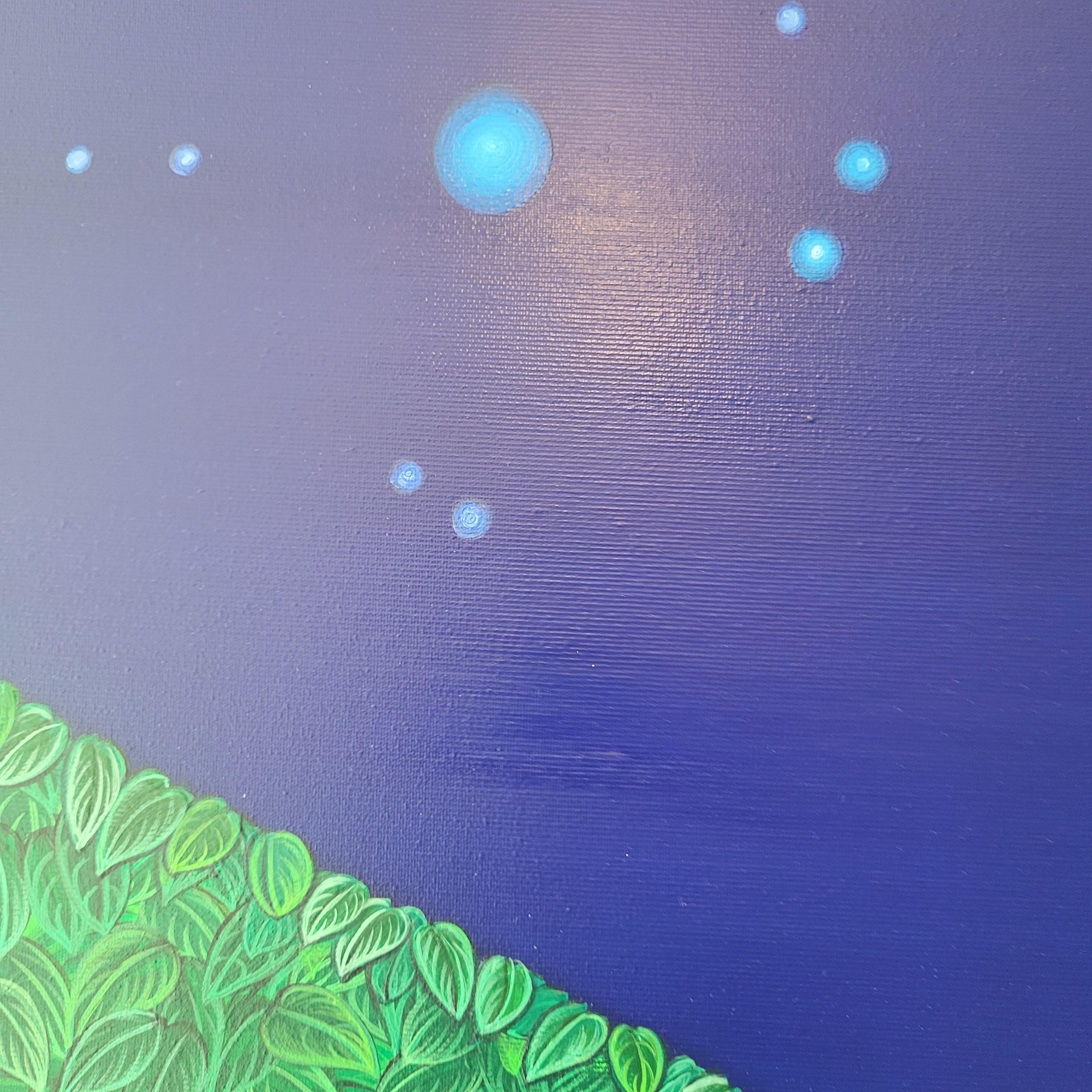 Le jardin du ciel de la nuit - Peinture à l'acrylique - Artiste polonais aux couleurs vives en vente 5
