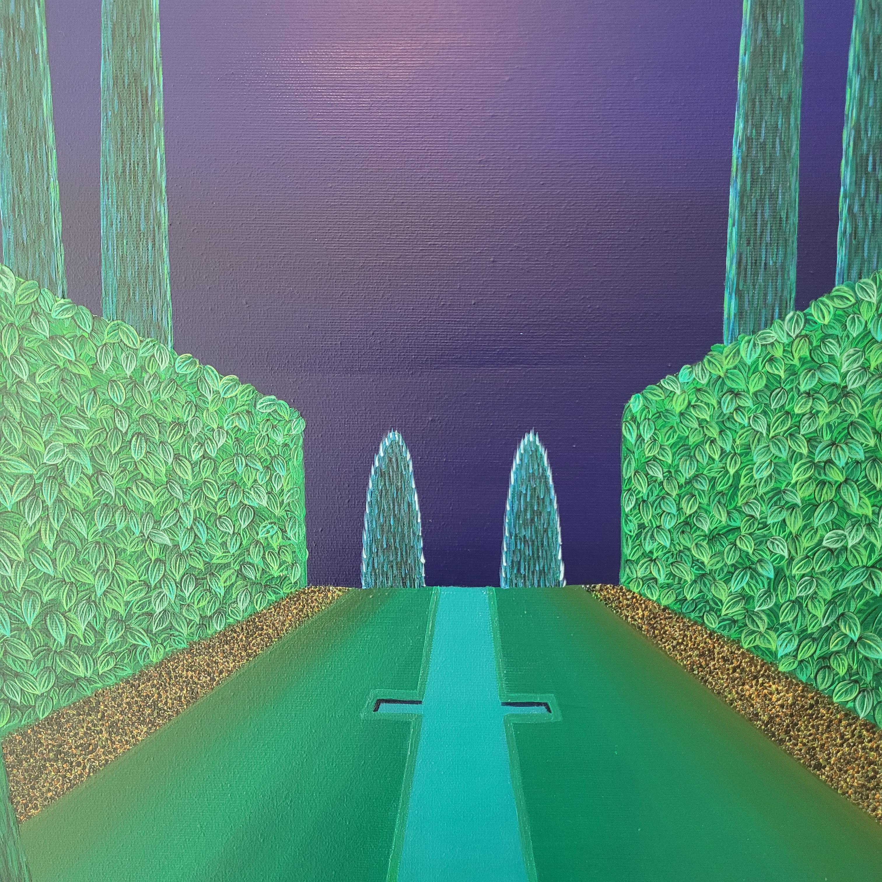 Le jardin du ciel de la nuit - Peinture à l'acrylique - Artiste polonais aux couleurs vives en vente 8