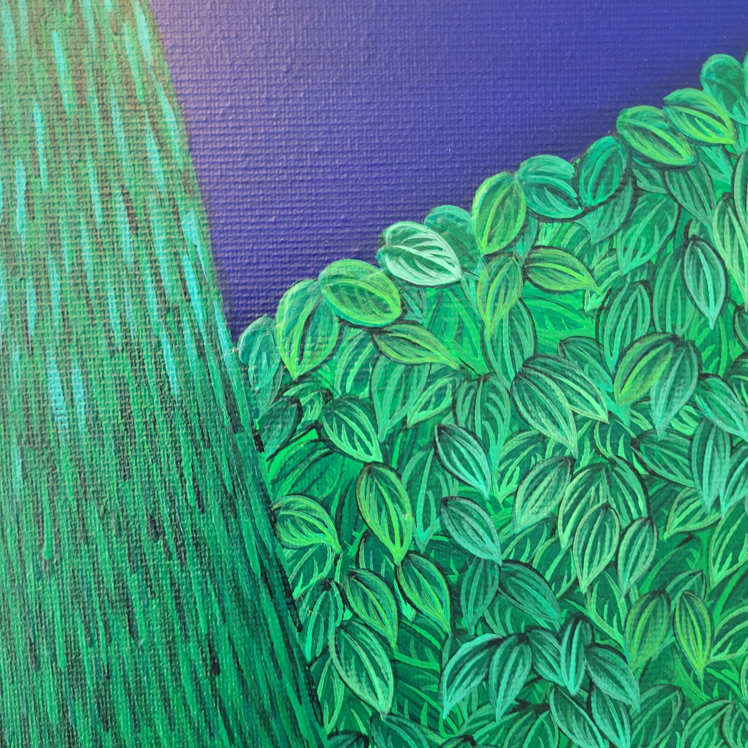 Le jardin du ciel de la nuit - Peinture à l'acrylique - Artiste polonais aux couleurs vives en vente 1