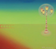 Piazza San Marco. 21° secolo, Pittura acrilica figurativa, Pop art, Surrealista