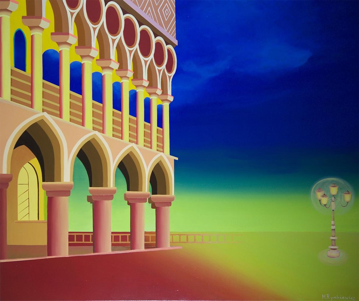 San Marco Square -  XXI Century,Figurative Acrylic Painting, Pop art, Surrealism