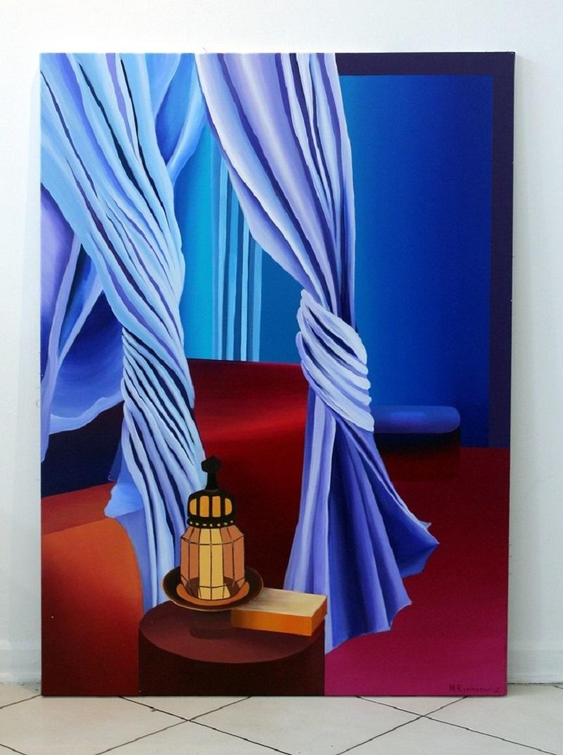 Shining - XXI Century, Contemporary Figurative Acrylic Painting, Pop art - Blue Figurative Painting by Marta Rynkiewicz