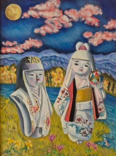 Polish Contemporary Art by Marta Uszakow - Two Hakata Dolls and a Fish