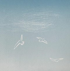 Oiseaux - Gravure figurative contemporaine, artiste féminine, art polonais