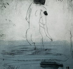 In water 2 - Contemporary Figurative Drypoint Etching Print, Female nude