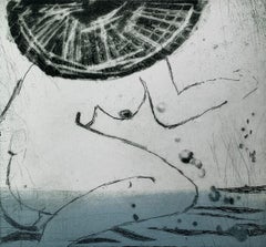 In water 4 - Contemporary Figurative Drypoint Etching Print, Female nude