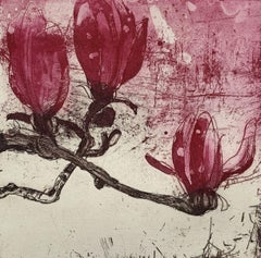 Magnolia 1 - Contemporary Figurative Drypoint Etching Print Flower Floral