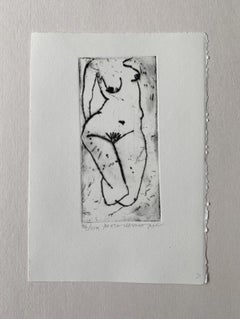 Nude - Contemporary Figurative Etching Print, Female artist, Polish art