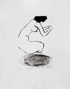 Nude - Contemporary Figurative Etching Print, Female artist, Polish art