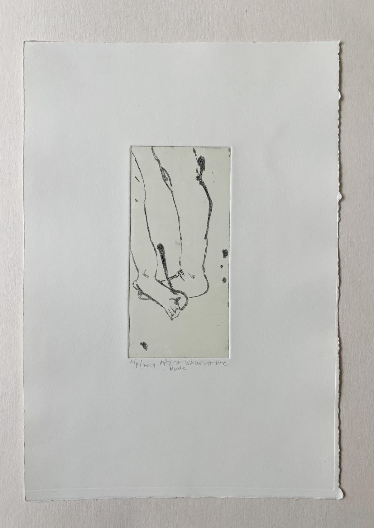 Nude - Zeitgenössischer figurativer Radierungsdruck, weibliche Künstlerin, polnische Kunst – Print von Marta Wakula-Mac
