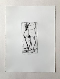 Nude - Contemporary Figurative Etching Print, Female artist, Polish art