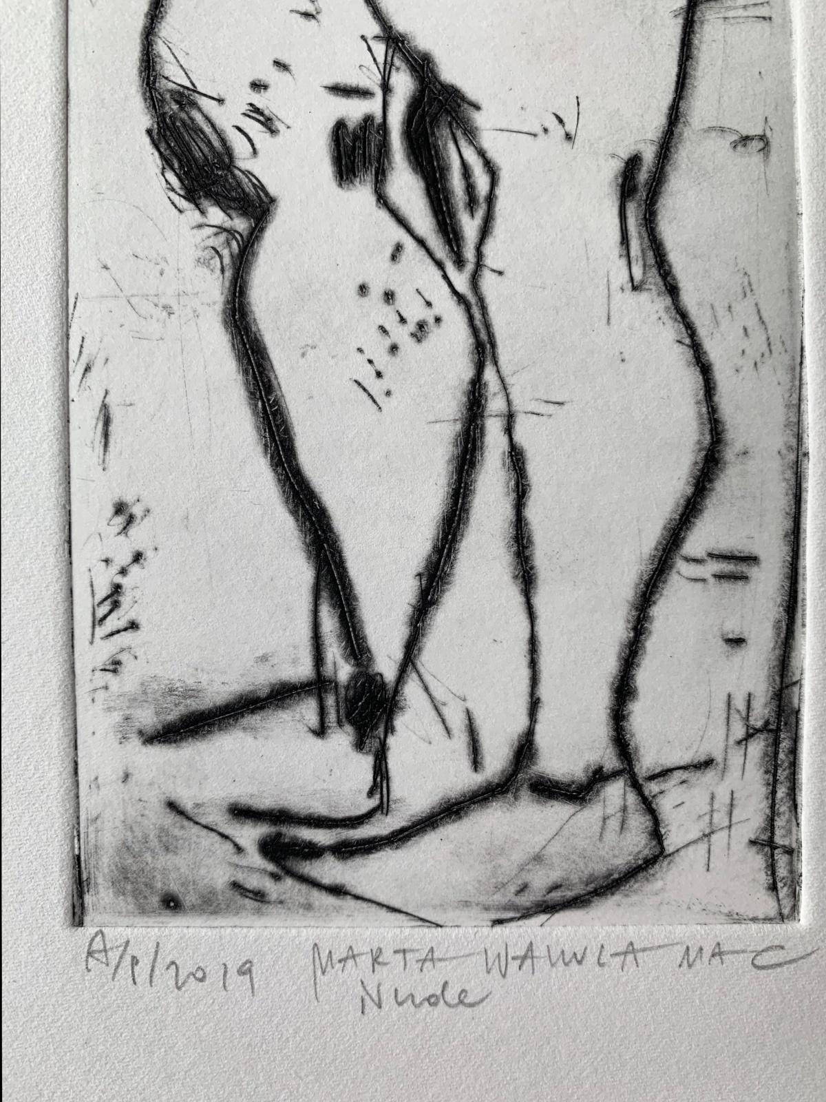 Nude - Zeitgenössischer figurativer Radierungsdruck, weibliche Künstlerin, polnische Kunst (Grau), Nude Print, von Marta Wakula-Mac