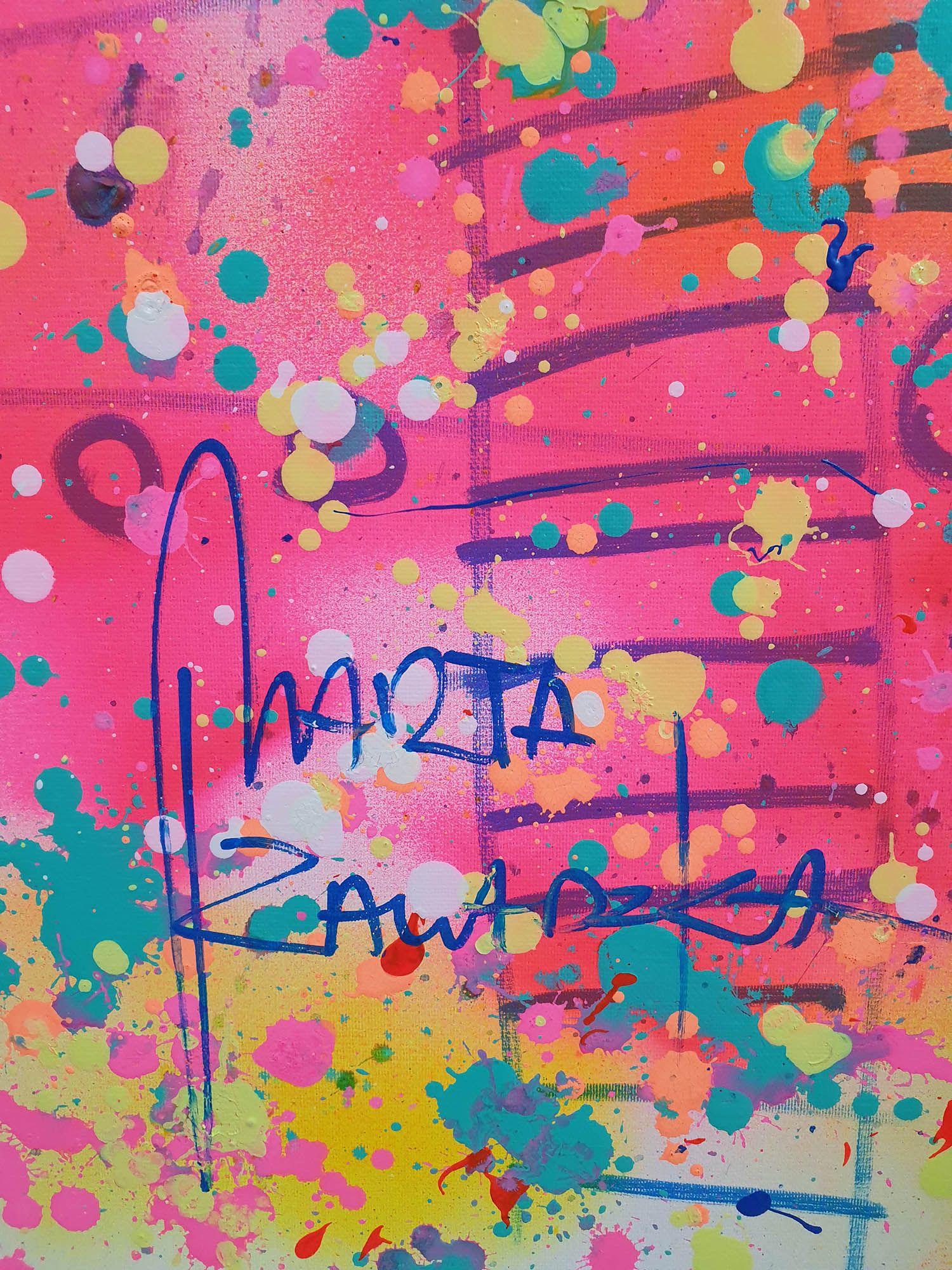 Viale dei sogni, Pittura, Acrilico su tela - Abstract Painting Rosa di Marta Zawadzka