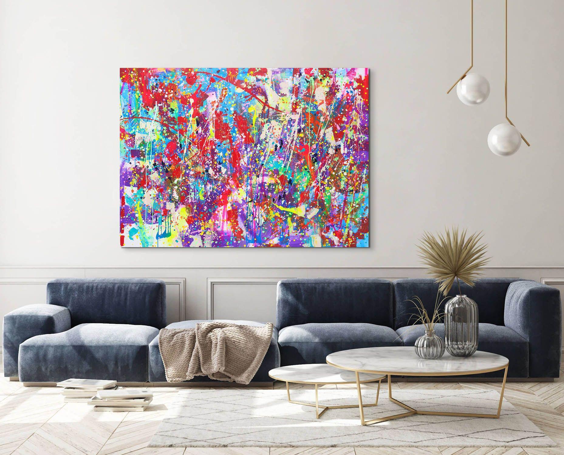 Melodia viola, Pittura, Acrilico su tela - Painting Astratto di Marta Zawadzka