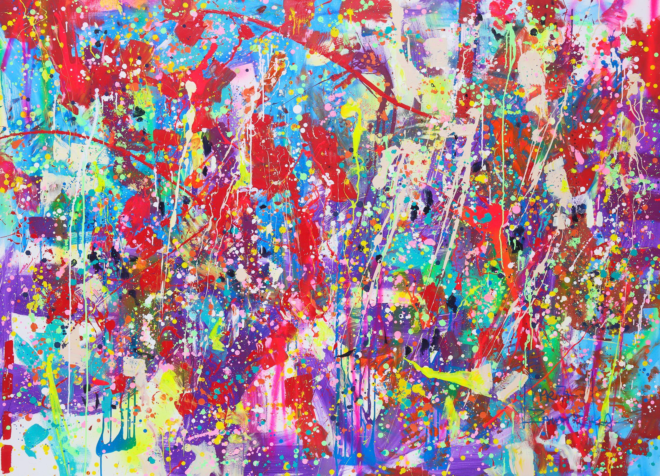 Abstract Painting di Marta Zawadzka - Melodia viola, Pittura, Acrilico su tela