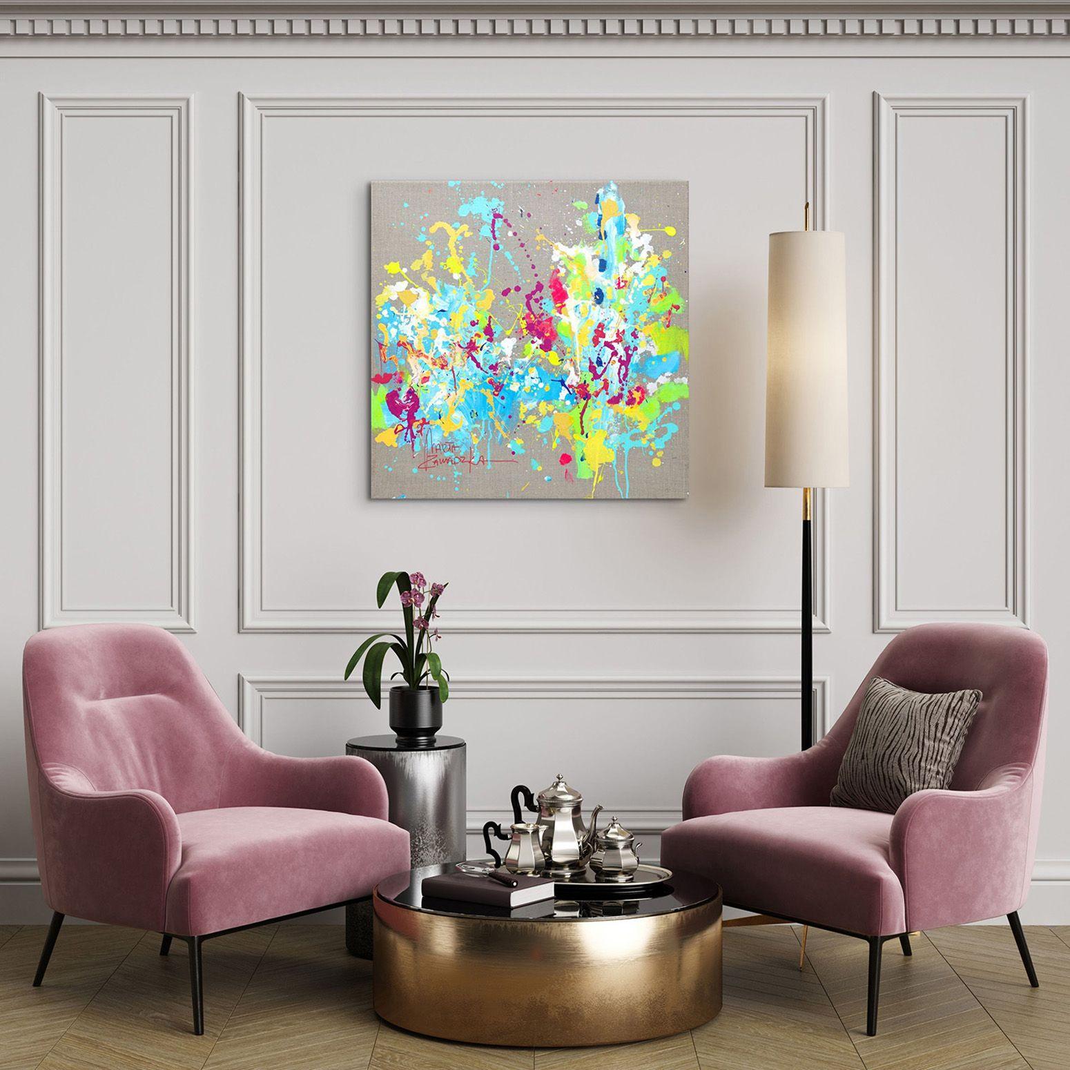Fiore estivo, Pittura, Acrilico su tela - Painting di Marta Zawadzka