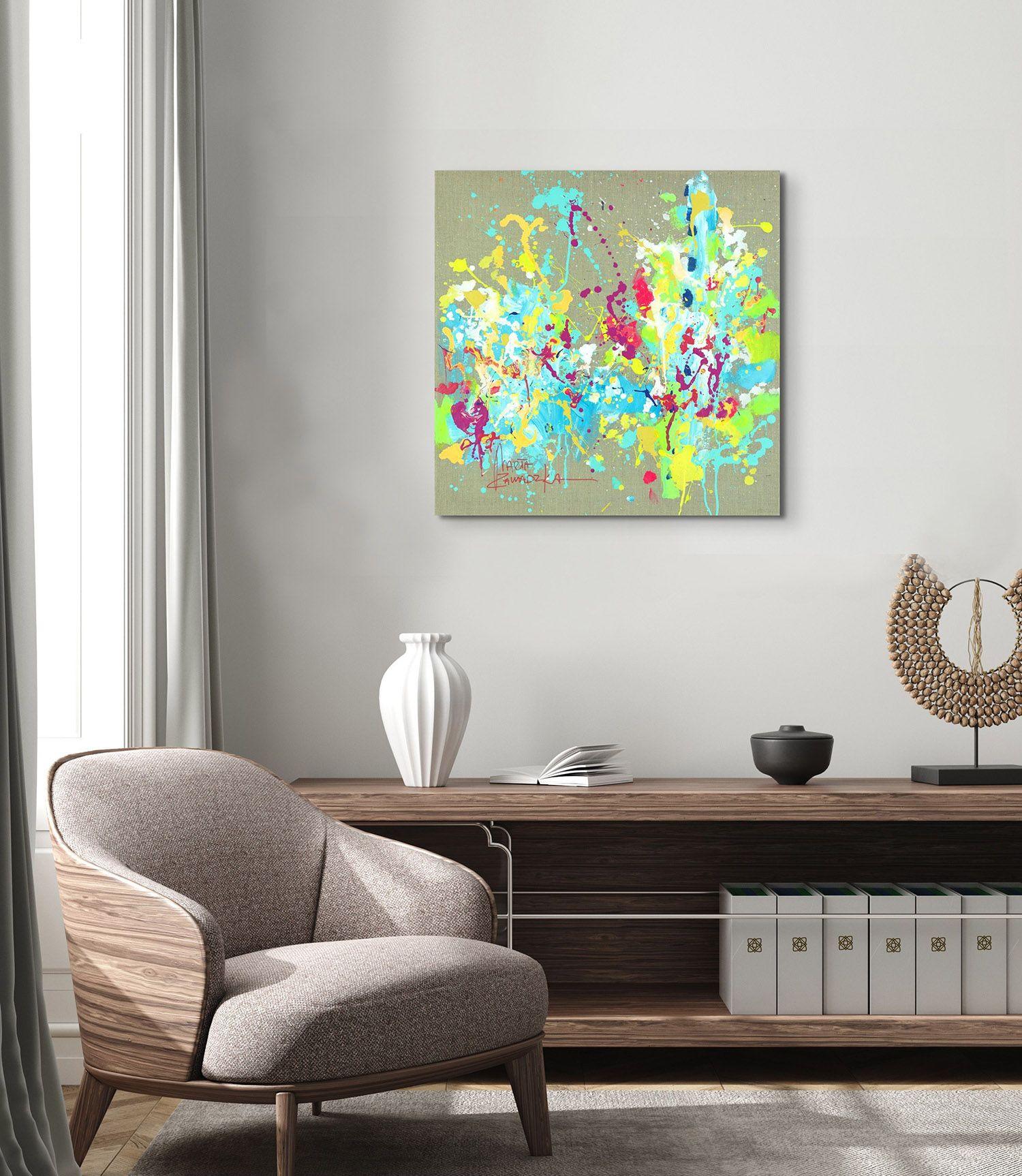 Fiore estivo, Pittura, Acrilico su tela - Painting Astratto di Marta Zawadzka