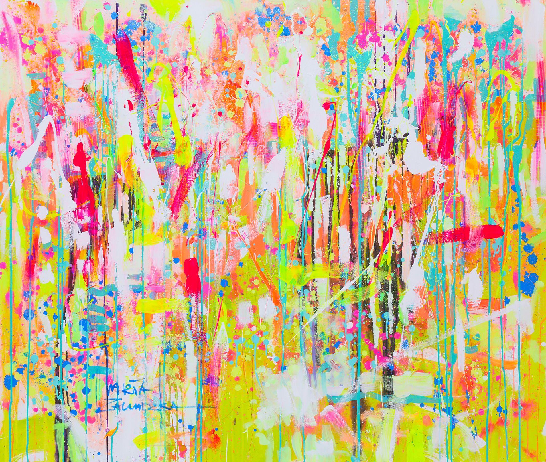 Marta Zawadzka Abstract Painting - The scent of meadow, Painting, Acrylic on Canvas