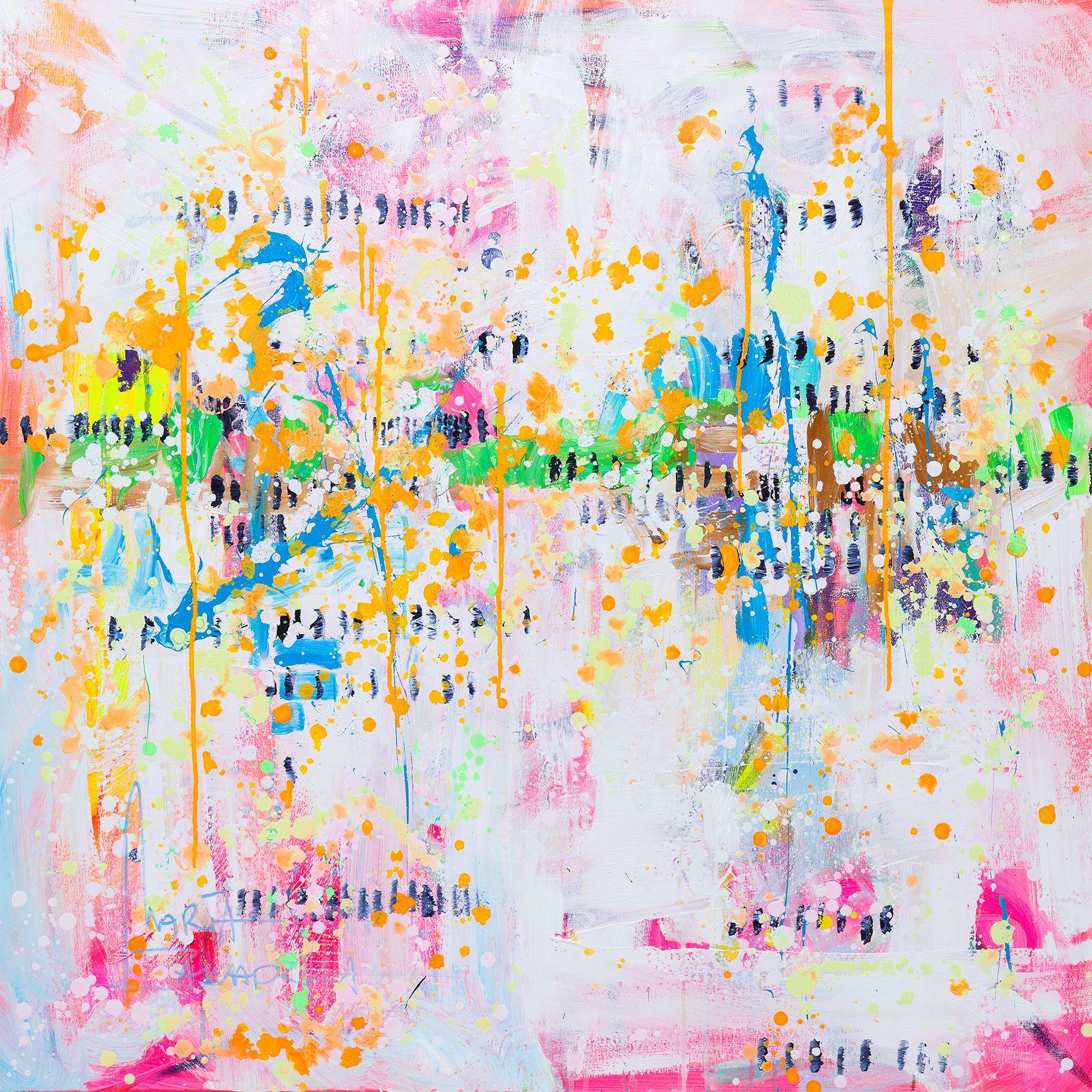 Marta Zawadzka Abstract Painting - White rhythm, Painting, Acrylic on Canvas