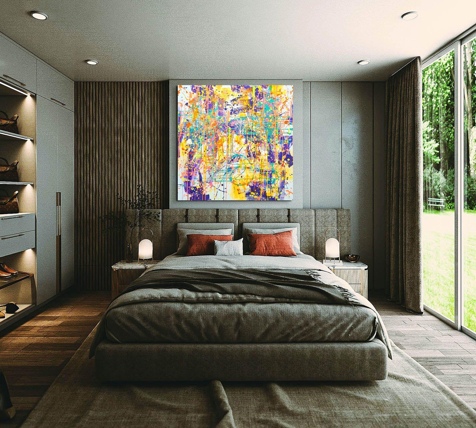 Window, Painting, Acrylic on Canvas - Beige Abstract Painting by Marta Zawadzka