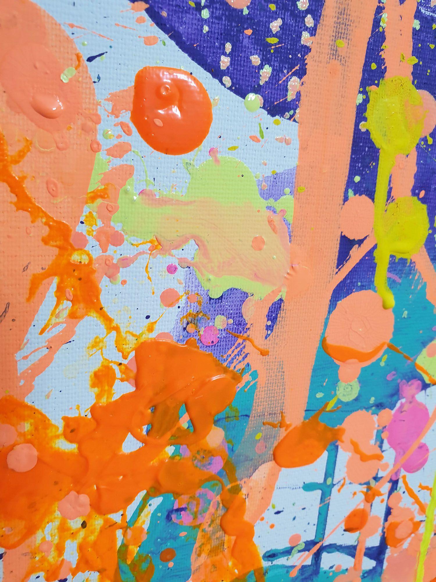 Vitrail, peinture, acrylique sur toile - Beige Abstract Painting par Marta Zawadzka