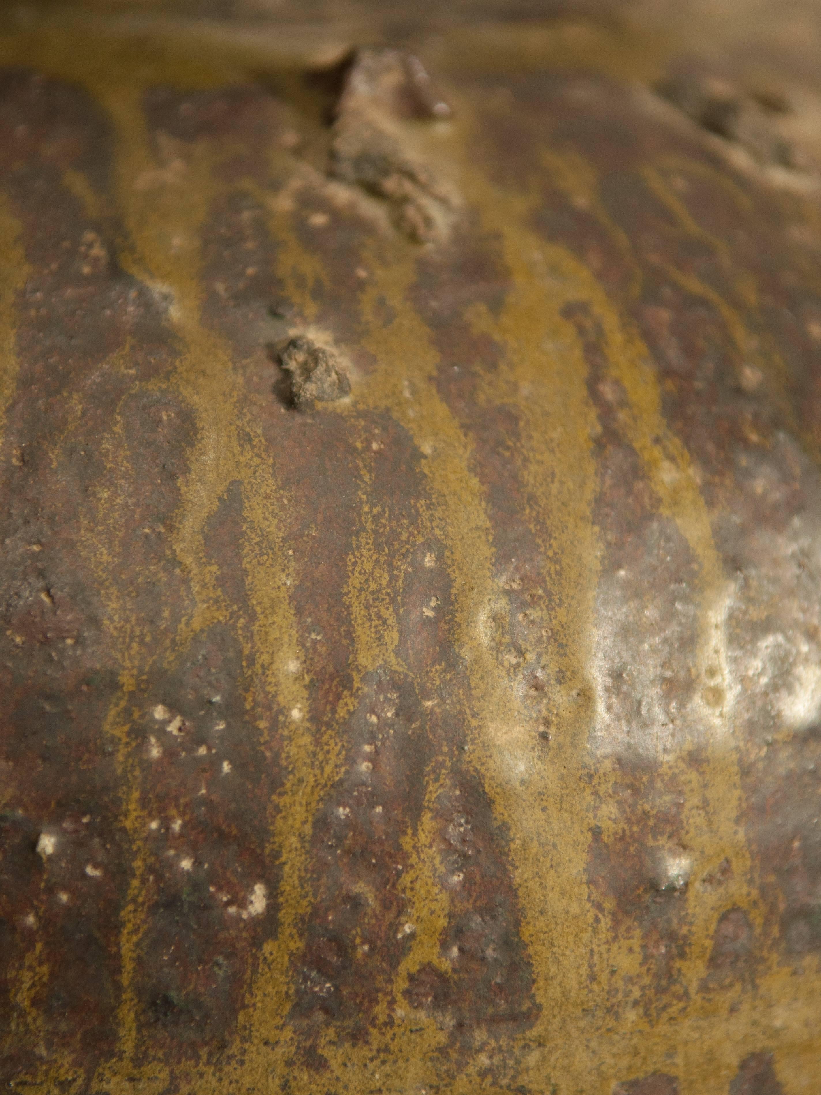 Chinese Martaban Ware Stoneware Storage Jar, Drip Glaze, Ming Dynasty, Found in Laos