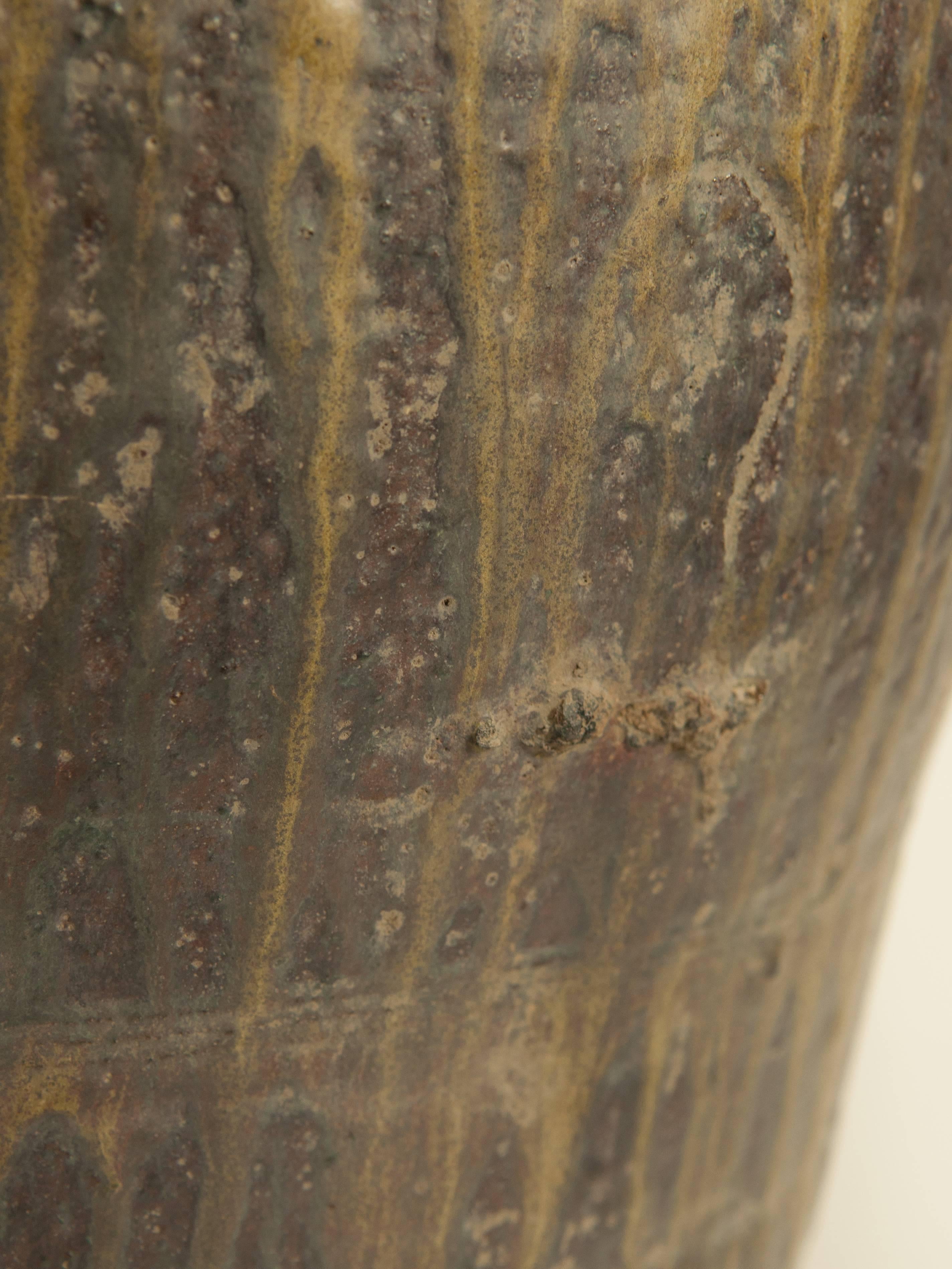 Hand-Crafted Martaban Ware Stoneware Storage Jar, Drip Glaze, Ming Dynasty, Found in Laos