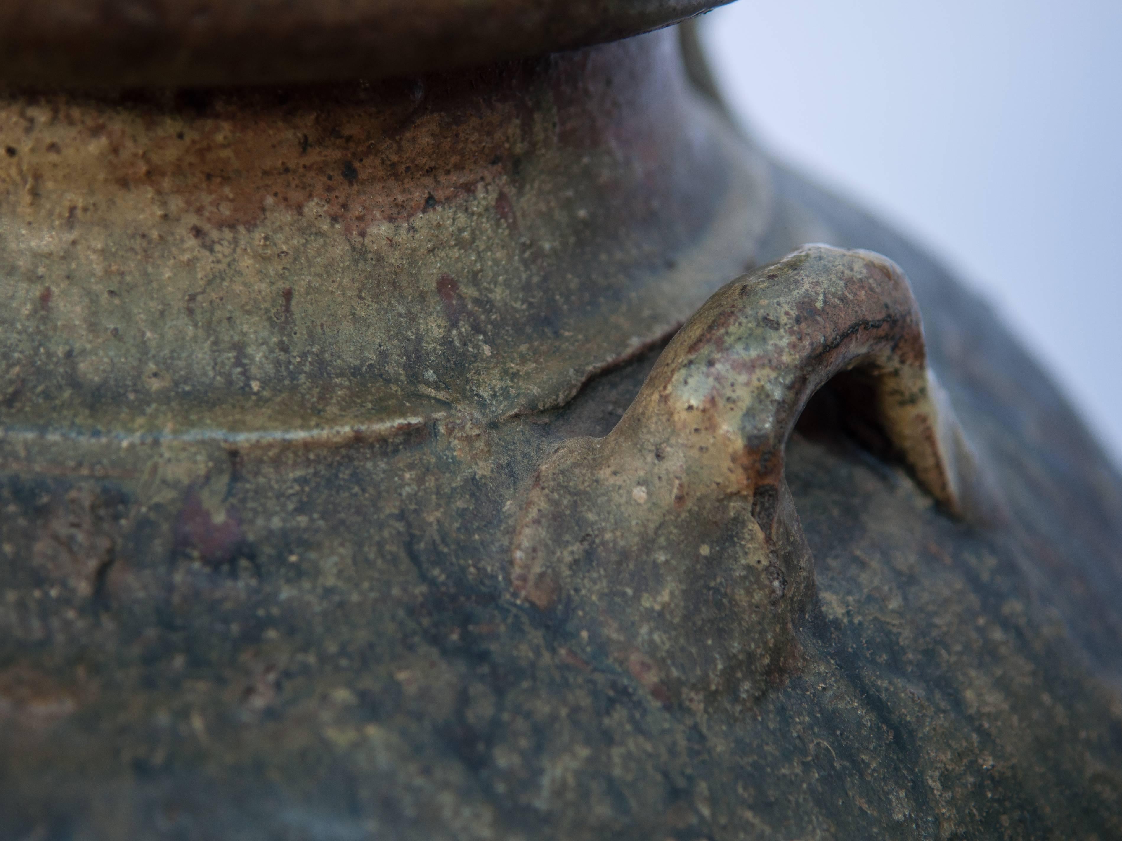 Martaban Ware Stoneware Storage Jar, Running Glaze, Ming Dynasty, Found in Laos 9