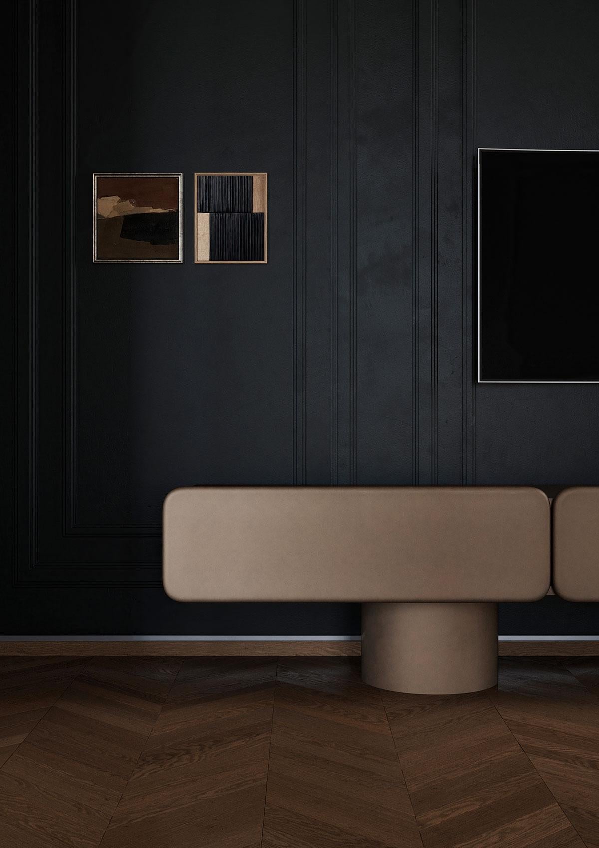 Marte2, Low Sideboard with Two Drawers with Cylinder Legs by Ultramobili For Sale 4