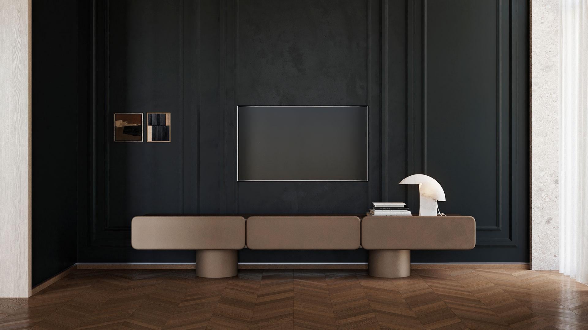 Marte2, Low Sideboard with Two Drawers with Cylinder Legs by Ultramobili For Sale 7
