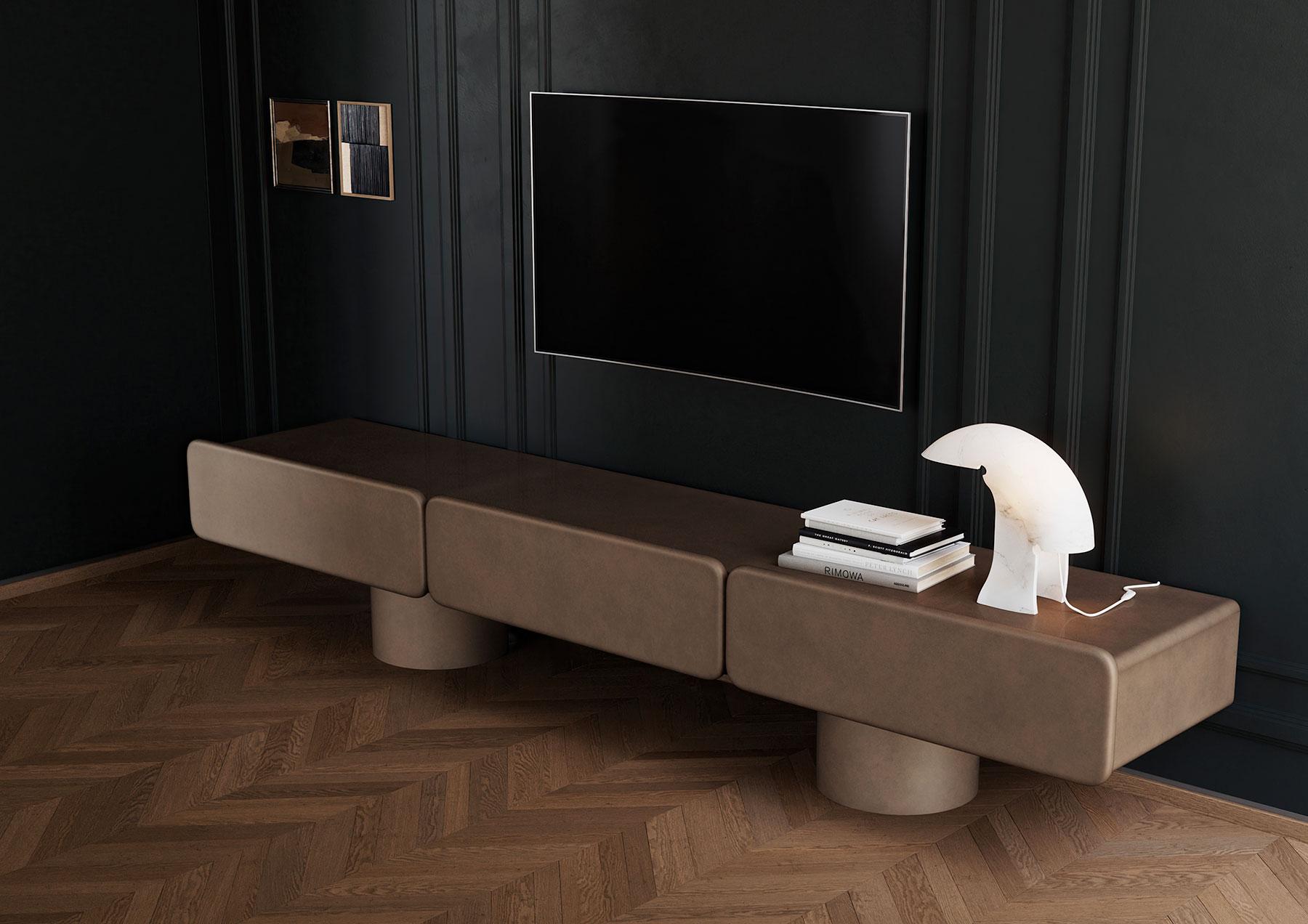 Marte2, Low Sideboard with Two Drawers with Cylinder Legs by Ultramobili For Sale 8